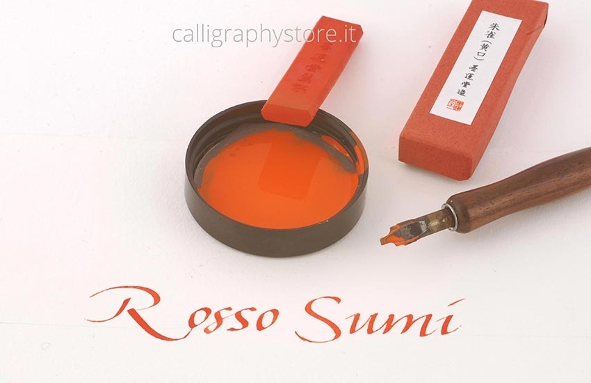 Red sumi stick ink