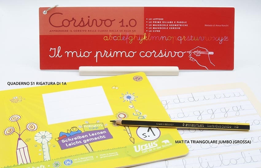 Corsivo 1.0 with copybook and pencil