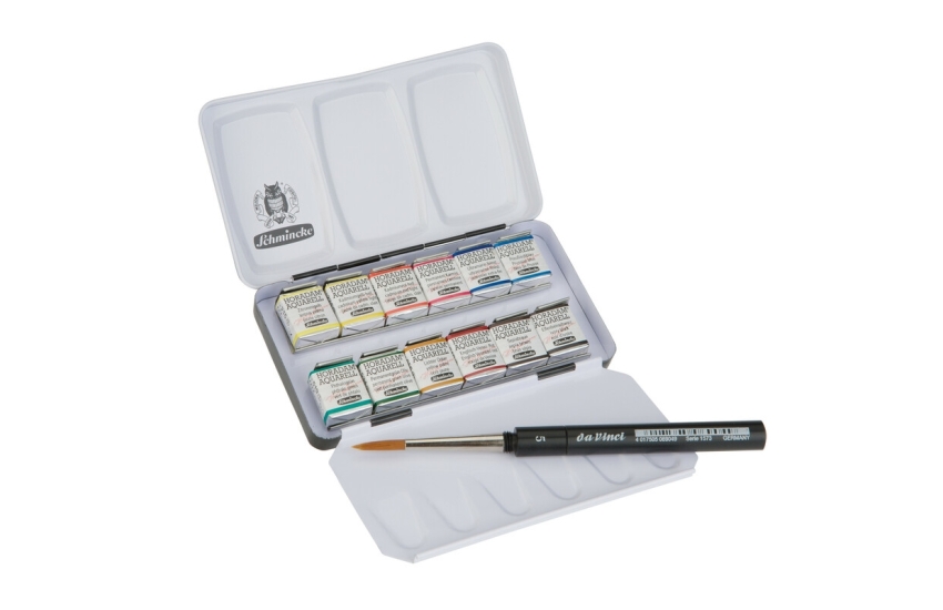 Schmincke Horadam watercolor box of 12 with brush