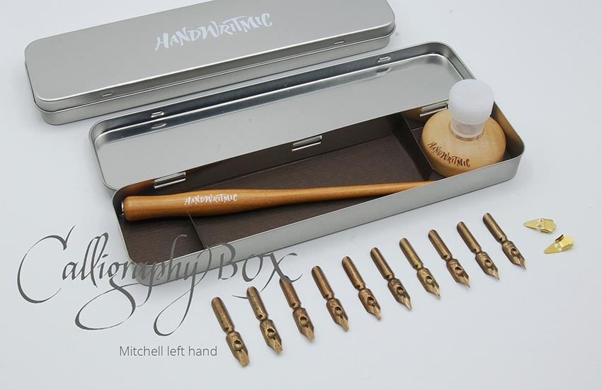 Calligraphy box with Mitchell nibs for lefties