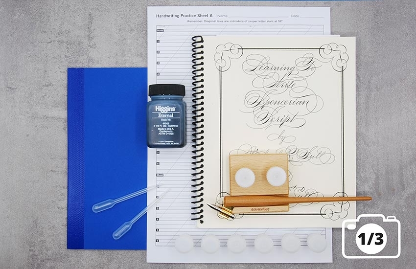 Set Spencerian script avec livre