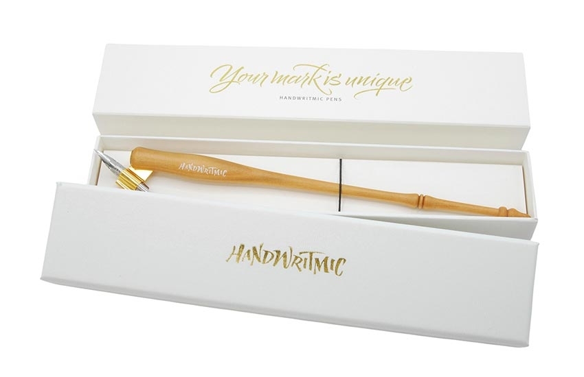Handwritmic porte-plume coudé Old style cerisier