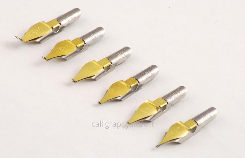 Set of six Speedball B style nibs